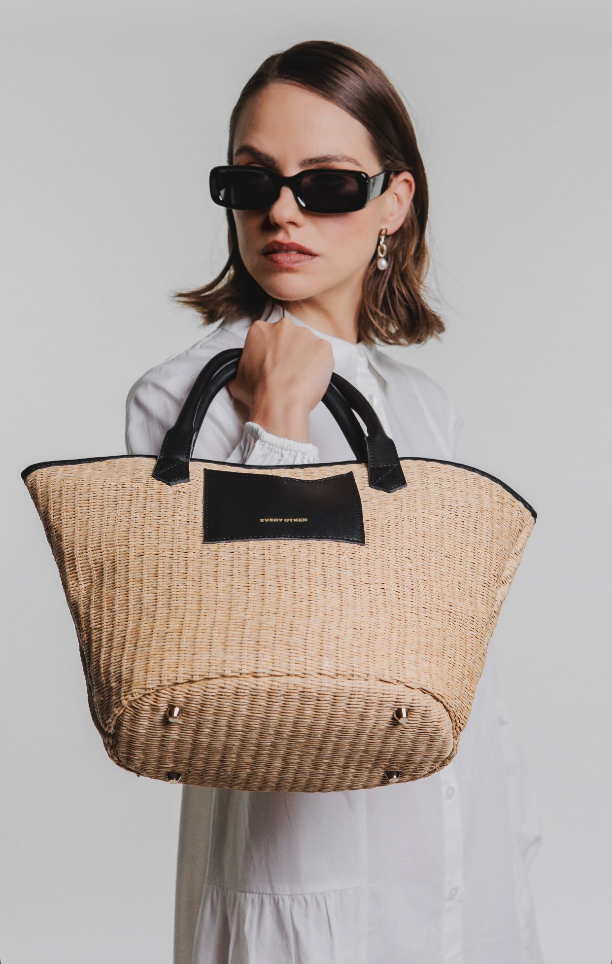 Large Twin Strap Raffia Tote by Every Other