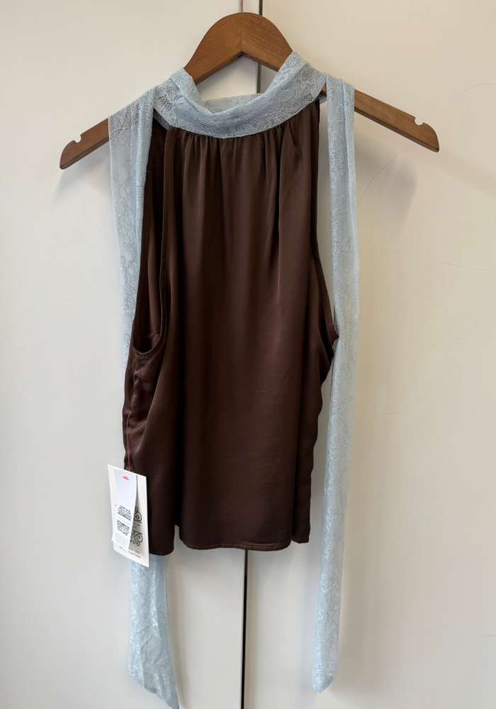 Chocolate/Blue Lace Top