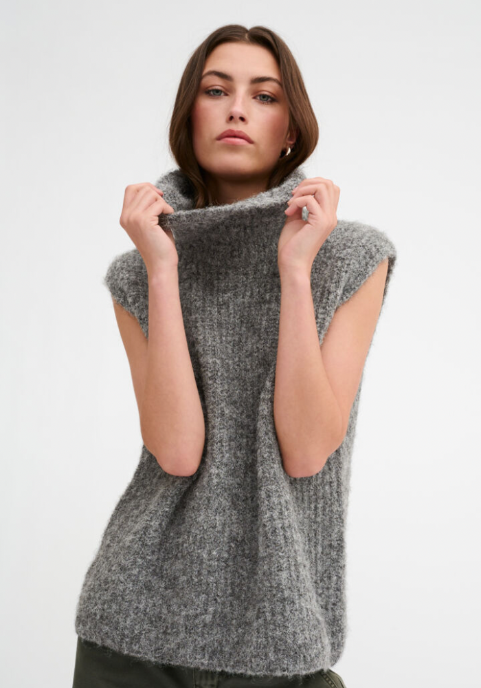 Meena Knit Vest - Iron Grey Melange